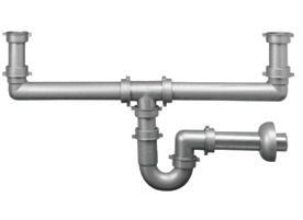 Sifone p.p. 2 vie 1"1/2 inox con tubo scarico ø 40