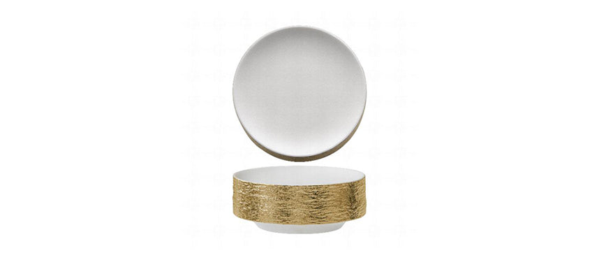 piatto cylinder gemini gold porcellana effetto pietra decorata Ø cm 15 h 5,8 - piatto