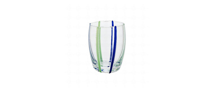 bicchiere acqua opale verde/blu rows vetro soffiato a bocca cl 38 h 10,8 Ø cm 8