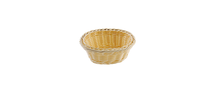 cestino ovale vimini plastificato con rinforzi inox cm 18x15 h 7 - cestino buffet per presentare pane, prodotti da forno, frutta e piccole preparazioni