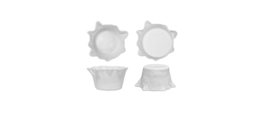 coppetta piatto gourmet cilindro roccia vetro bianco lavorato a mano cm 13 h 6 - piatto