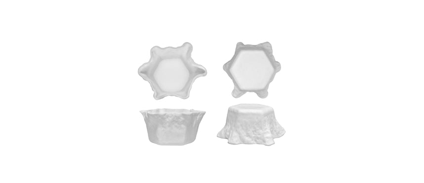 coppetta piatto gourmet prisma roccia vetro bianco lavorato a mano cm 11 h 6 - piatto