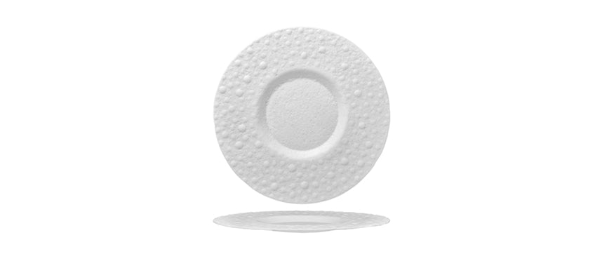 piatto gourmet giove vetro bianco lavorato a mano Ø cm 32,5 interno Ø cm 15,8 - piatto
