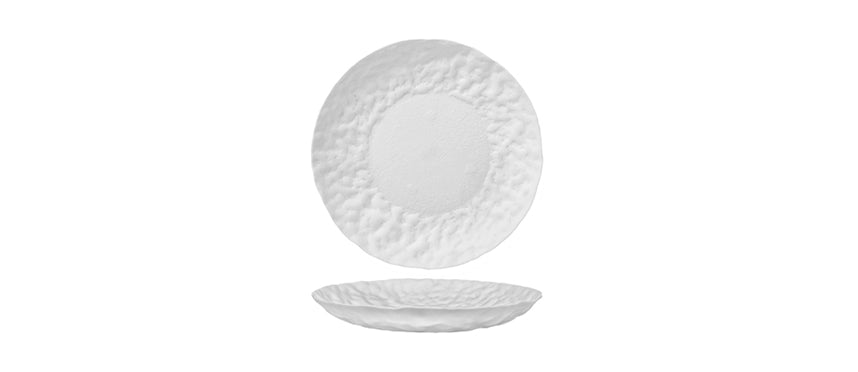 piatto fondo coppa roccia vetro bianco lavorato a mano Ø cm 31 h 4,5 - piatto fondo coppa