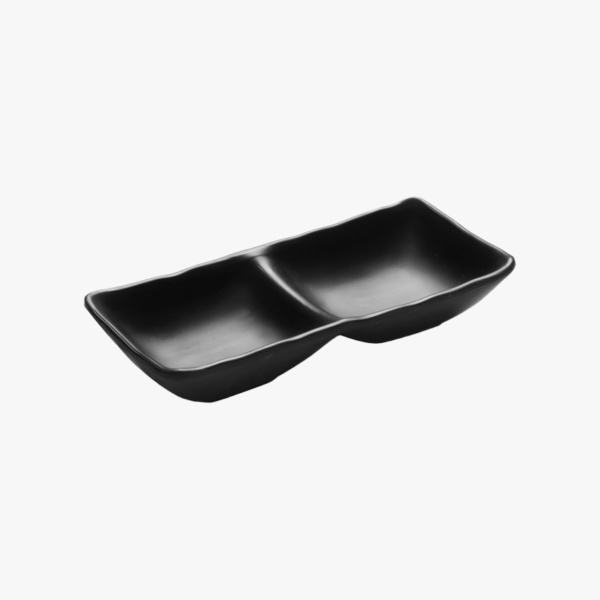 Double bowl for sauces black 17x9x3 cm