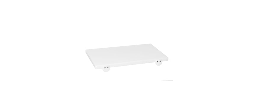 White polypropylene cutting board with 2 stops 40x25x2.5 cm