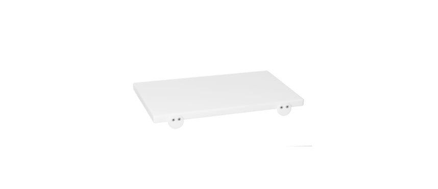 White polypropylene cutting board with 2 stops 60x40x2.5 cm