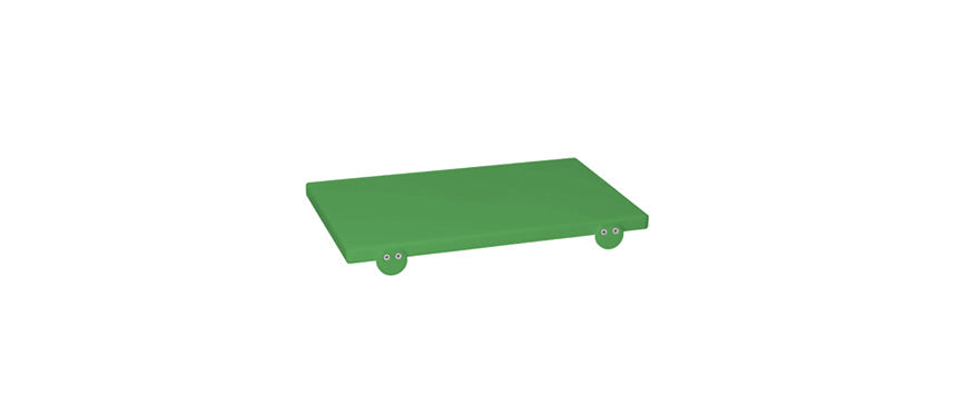 Green polypropylene cutting board with 2 stops 60x40x2 cm