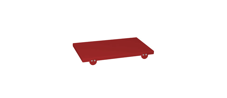 Red polypropylene cutting board with 2 stoppers 60x40x2 cm