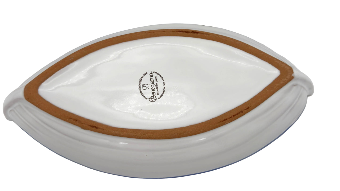 Piatto barca in terracotta linea blu cm 44