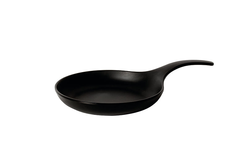 Melamine frying pan with handle, black, 21x37x5.5 cm