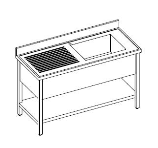 Lavello con ripiano gocciolatoio sx cm 120x70x85 articoli