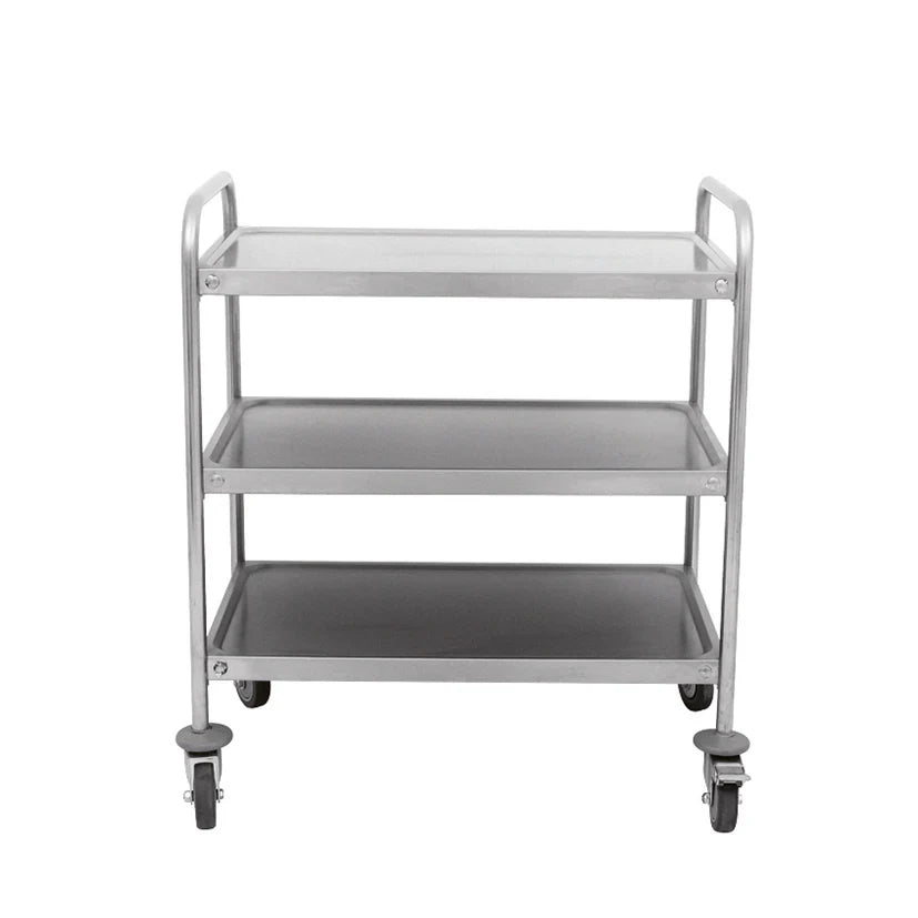 Stainless steel serving trolley with 3 shelves, 100x54x94 cm
