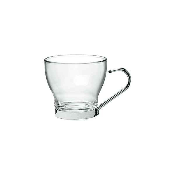 Tazza caffe' oslo con manico in inox10 cl in vetro professionale