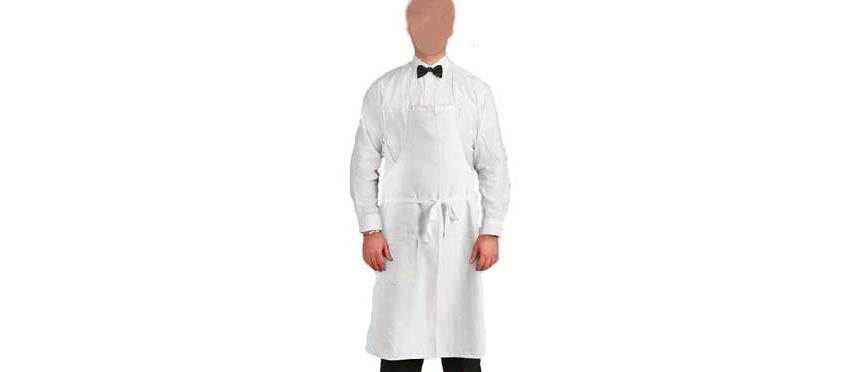 grembiule cuoco con pettorina Bibian doppio ritorto bianco