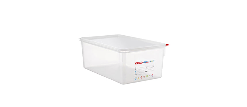 Vasca GN 1/1 in polipropilene con coperchio cm 53X32,5 h 20 lt 27,5