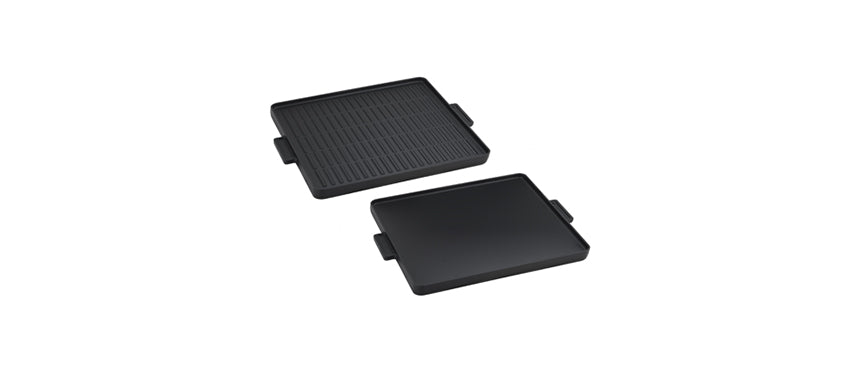 piastra ghisa smaltata double face rigata/liscia con manici cm 30x30