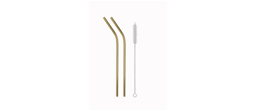 confezione 12 pezzi cannuccia curva inox placcata oro Ø cm 0,6 cm 21,5 con scovolino