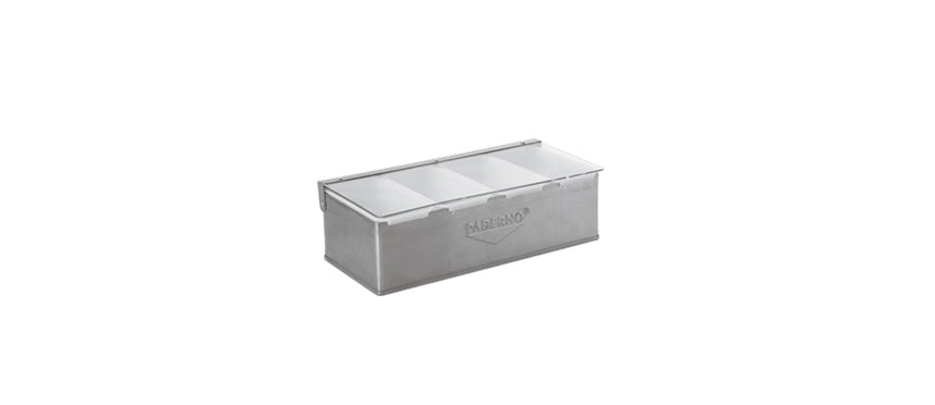 contenitore inox 4 scomparti con coperchio cm 32x16 h 10