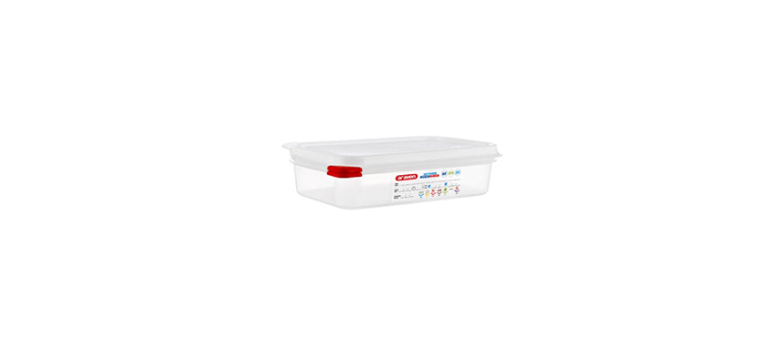 vasca GN 1/4 in polipropilene con coperchio cm 26,5X16,5 h 6,5 lt 1,8