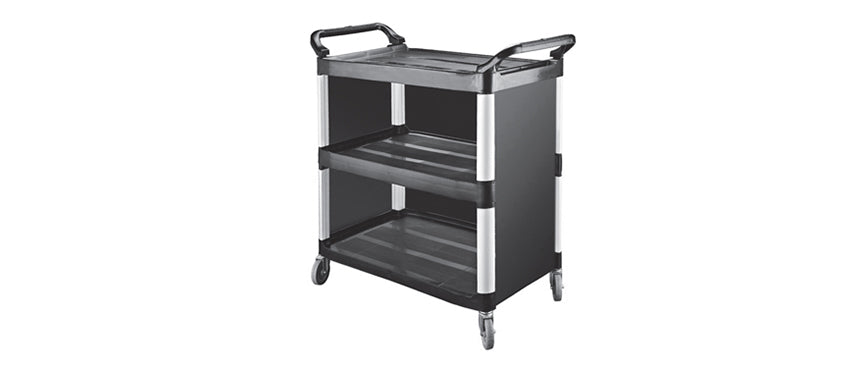 Carrello servizio chiuso 3 piani polipropilene gambe alluminio cm 103x50,5 h 96