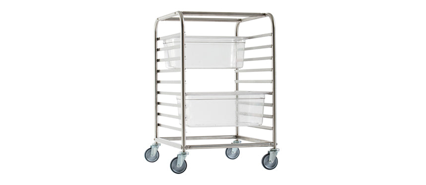 carrello portateglie1/1-2/1 cm 73x62 h 94,5 per 9 teglie GN 2/1 h 6,5 oppure 18 teglie GN 1/1 h 6,5 portata kg 150