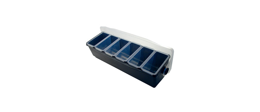 Contenitore in abs 6 scomparti con coperchio in sbc cm 49x17,5 h 16