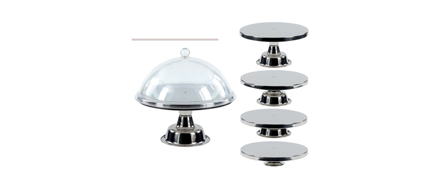 Alzata componibile inox piatto Ø cm 30 h da 7 a 15 cm