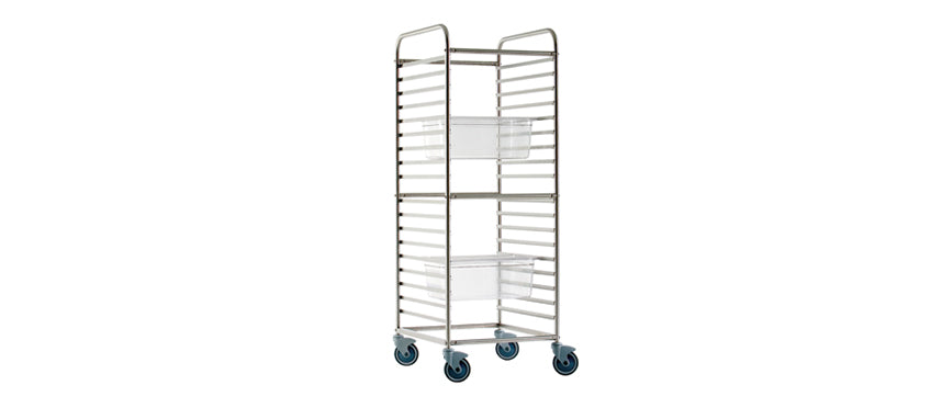 carrello portateglie 1/1-2/1 cm 73x62 h 171 per 18 teglie GN 2/1 h 6,5 oppure 36 teglie GN 1/1 h 6,5 portata kg 300