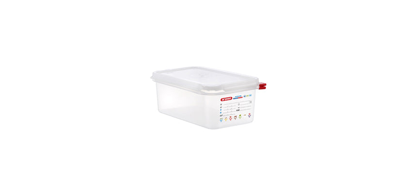 vasca GN 1/4 in polipropilene con coperchio cm 26,5X16,5 h 10 lt 2,8