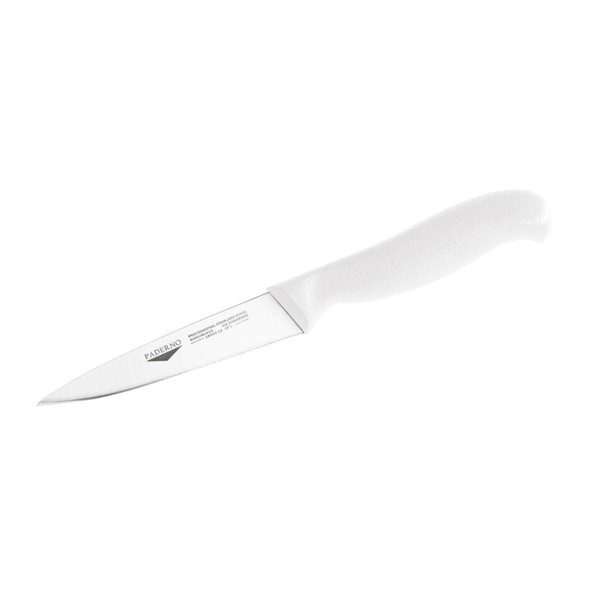 Coltello spelucchino 8 cm stampato manico bianco Paderno - 18024W08