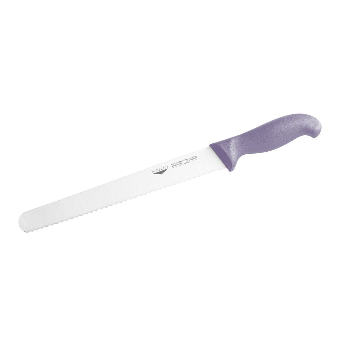 Coltello pane 25 cm stampato manico viola Paderno - 18028V25