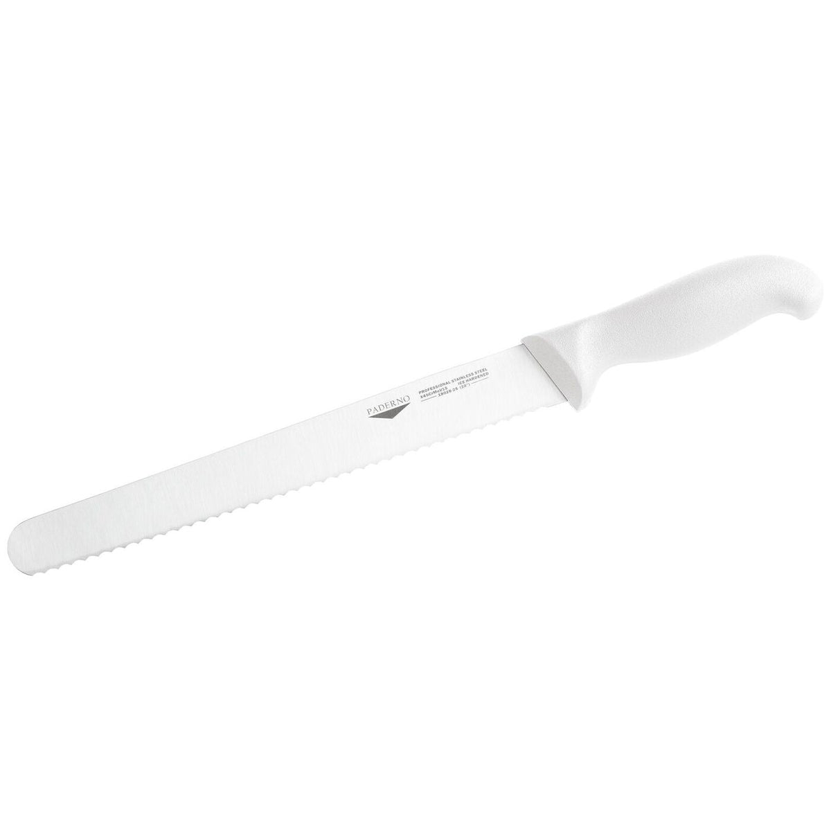 Coltello pane 36 cm stampato manico bianco Paderno - 18028W36