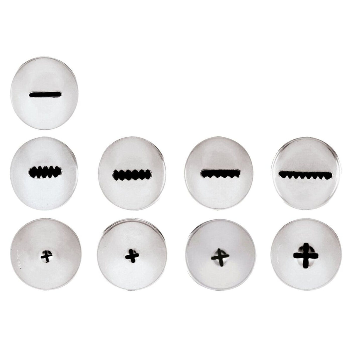 Confezione da 9 bocchette assortite in acciaio inox Paderno - 47357-24