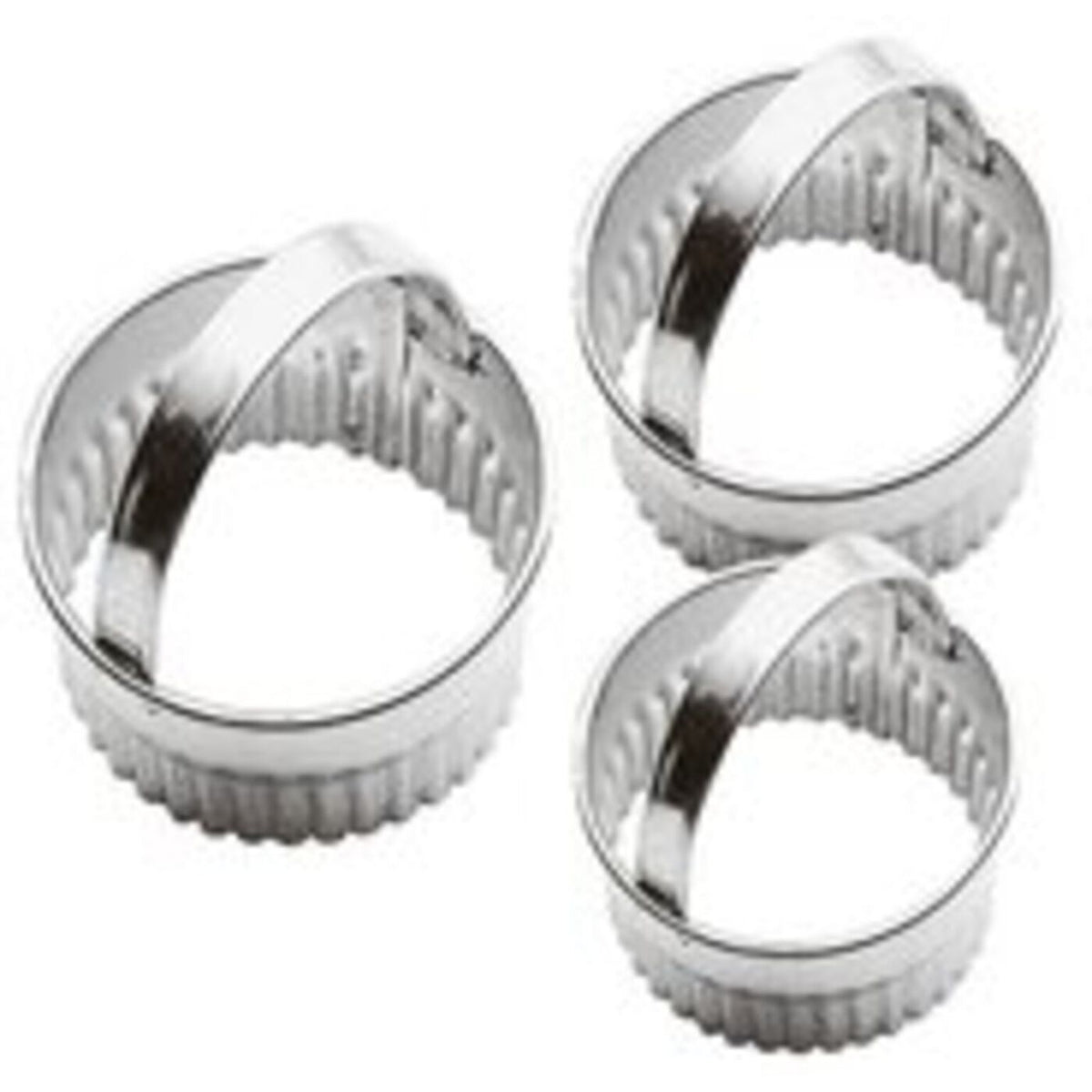 Set da 3 tagliapasta rotondi festonati Ø 6, 7 e 8 cm in acciaio inox Paderno - 47415-03