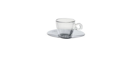 tazza caffè con piatto inox duos thermic glass vetro borosilicato cl 6,5 tazza per caffetteria