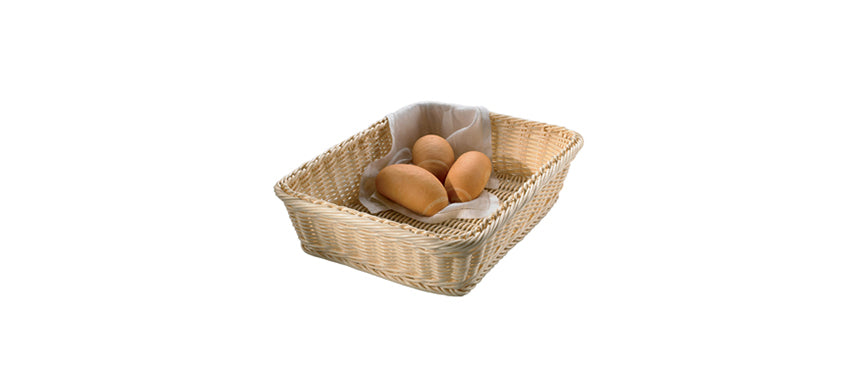 cesta rettangolare vimini plastificato cm 40x30 h 8 - cestino buffet per presentare pane, prodotti da forno, frutta e piccole preparazioni