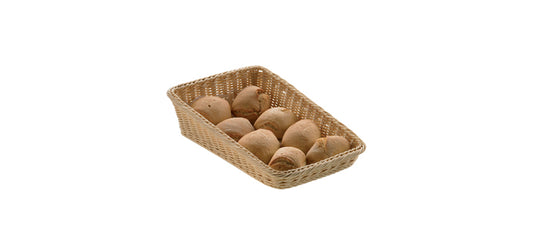 cesta inclinata vimini plastificato cm 45x30 h 11/5 - cestino buffet per presentare pane, prodotti da forno, frutta e piccole preparazioni