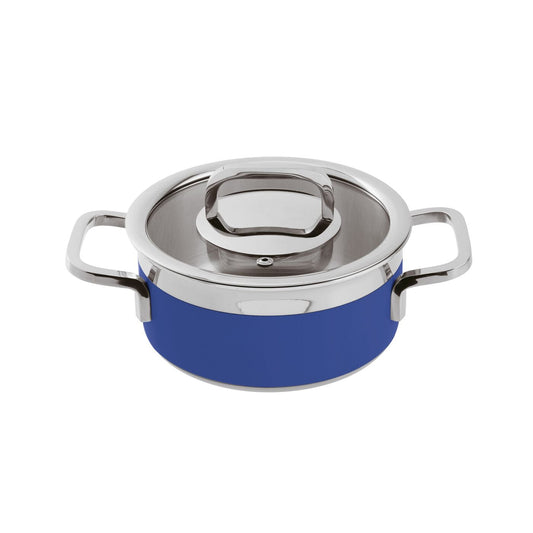 Casseruola con coperchio inox 3-Ply Ø 16 cm blu Paderno