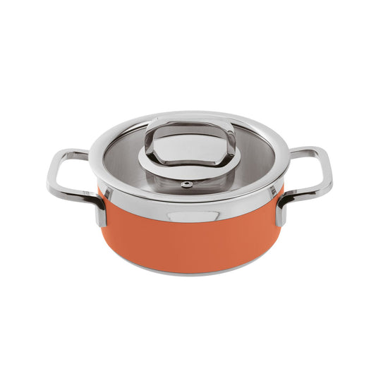 Casseruola con coperchio inox 3-Ply Ø 16 cm arancione Paderno