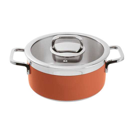Casseruola con coperchio inox 3-Ply Ø 20 cm arancione Paderno