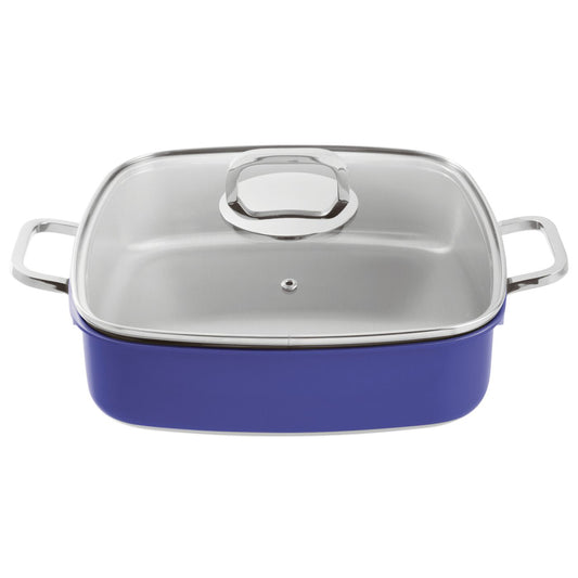 Rostiera quadrata con coperchio inox 3-Ply 27x27 cm blu Paderno