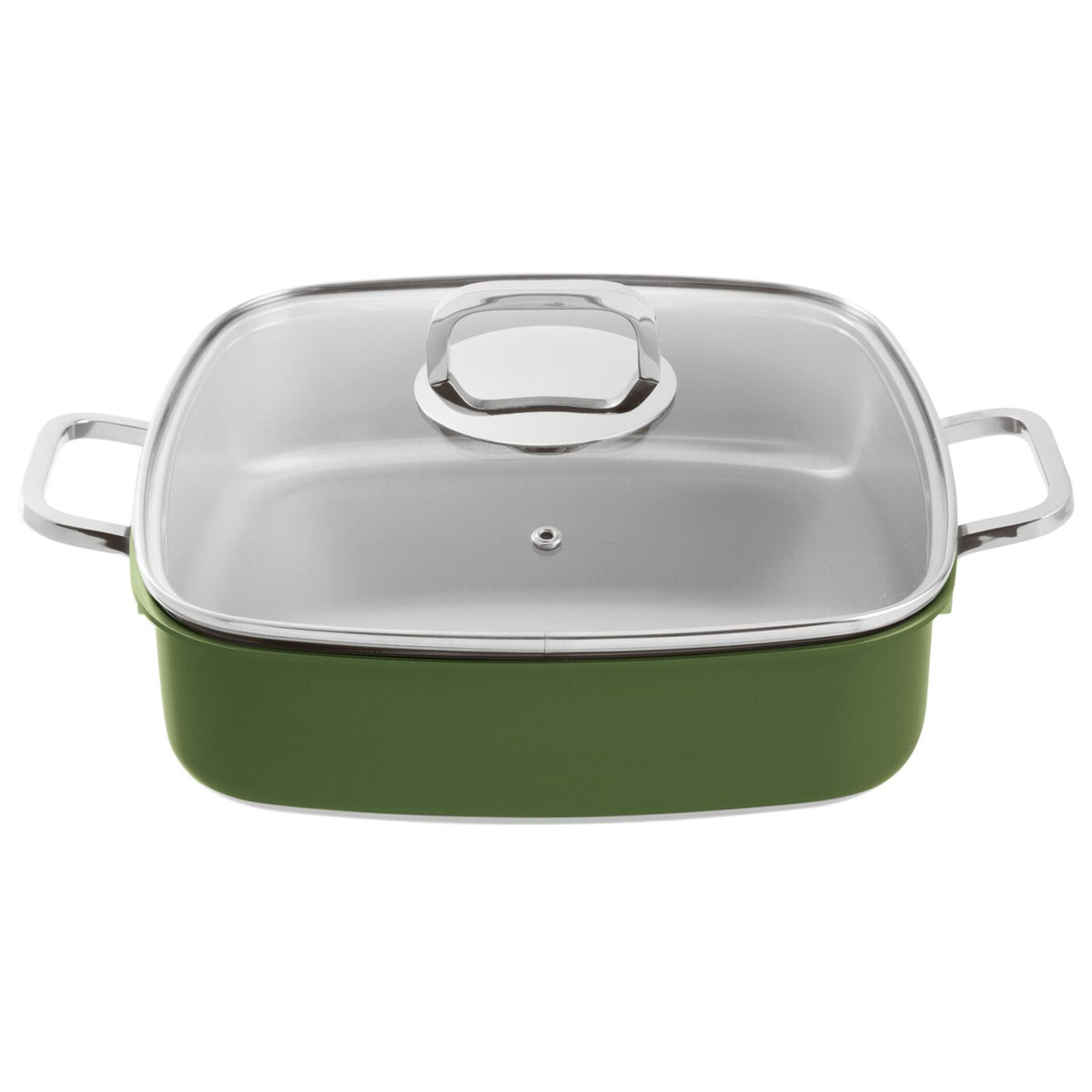 Rostiera quadrata con coperchio inox 3-Ply 27x27 cm verde Paderno