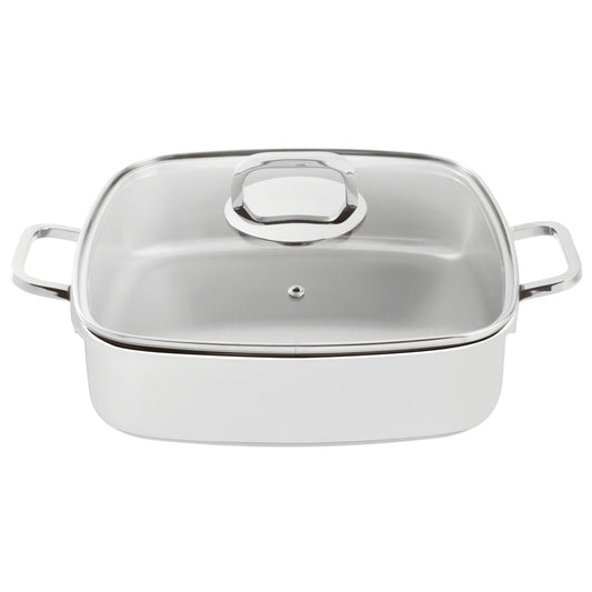 Rostiera quadrata con coperchio inox 3-Ply 27x27 cm bianco Paderno