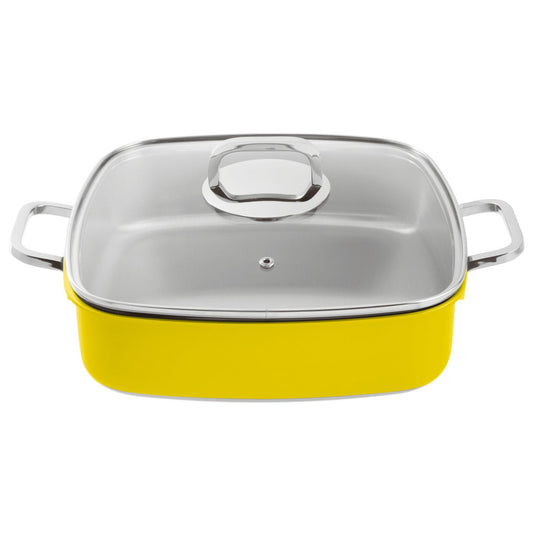 Rostiera quadrata con coperchio inox 3-Ply 27x27 cm giallo Paderno
