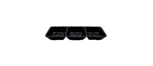 vassoio 3 scomparti nero martellato cm 26,4x9,2 h 3,5 - vassoio in melamina in melamina