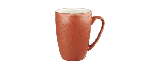 Tazza mug stonecast arancio mattone puntinato ceramica decorata a mano cl 34 h 11 Ø cm 7,9