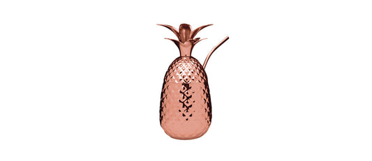 Coppa Cocktail Ananas con Coperchio e Cannuccia Placcato Rame 50 Cl