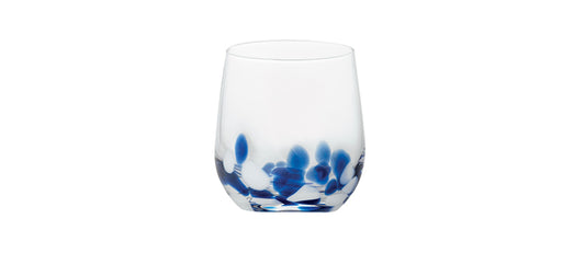 bicchiere acqua glitter trasparente decorato blu/bianco con glitter argento cl 40 Essentia - bicchiere tavola per tavola elegante e ristorazione, SKU 132225