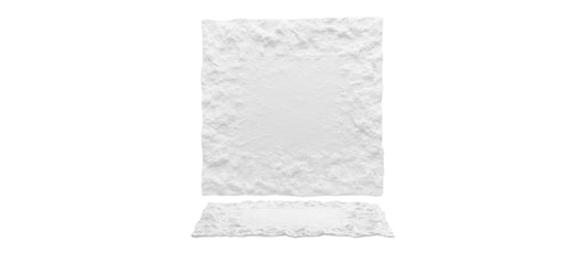 vassoio quadrato roccia vetro bianco lavorato a mano cm 31x31 - articolo per la tavola